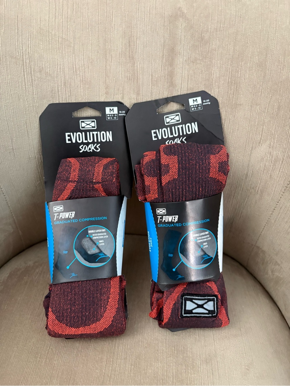 T-power Evolution Socks Graduated Compression M set 2 Black/Orange Microfiber